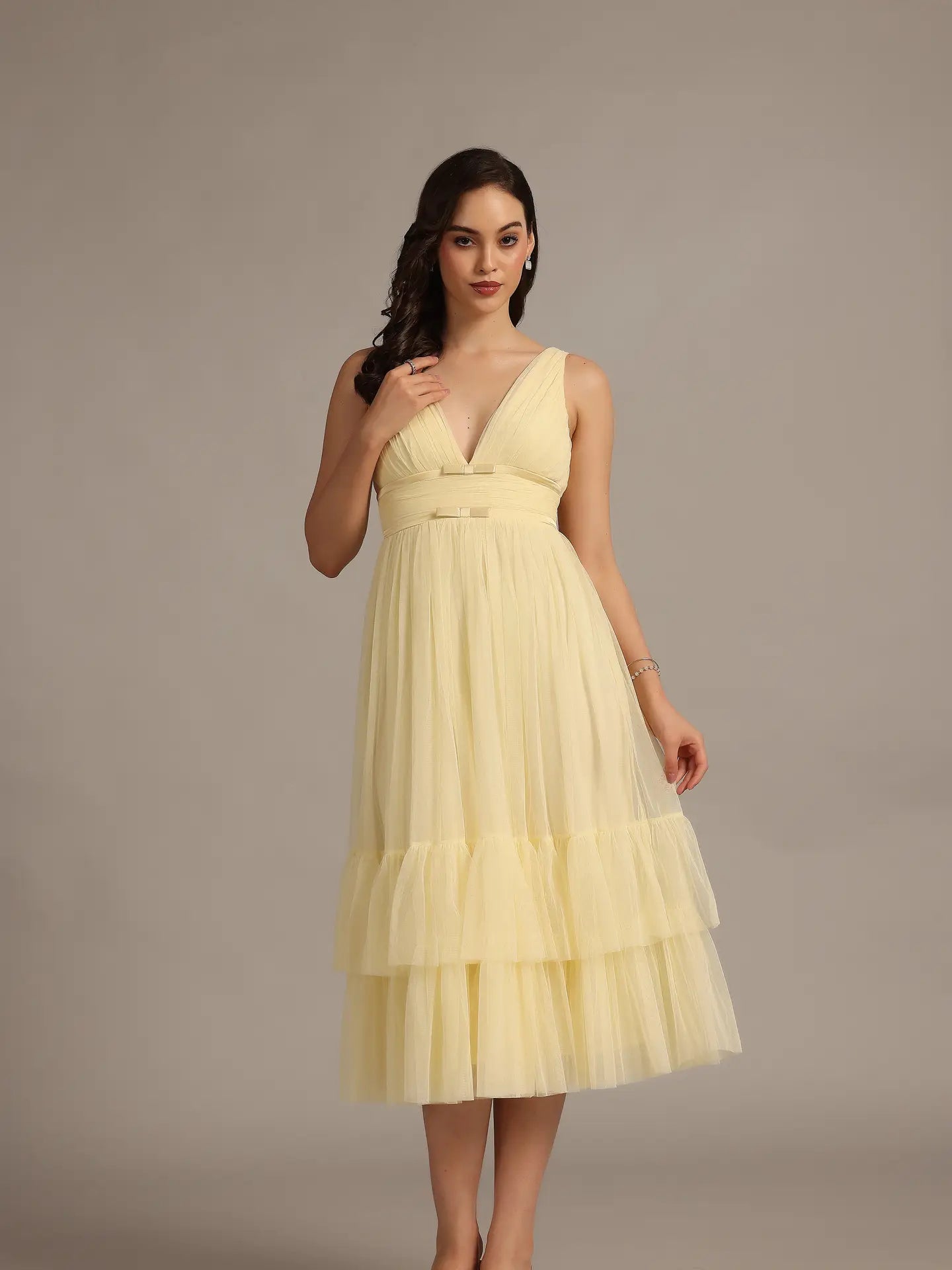 Nymeria Midi Dress in Buttercup from Lace & Beads exclusive at Urbanheer Nymeria Midi Dress in Buttercup from Lace & Beads exclusive at Urbanheer