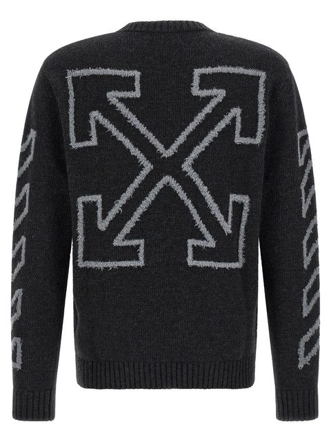 Off White Diag Arrow Fuzzy Sweater With Intarsia