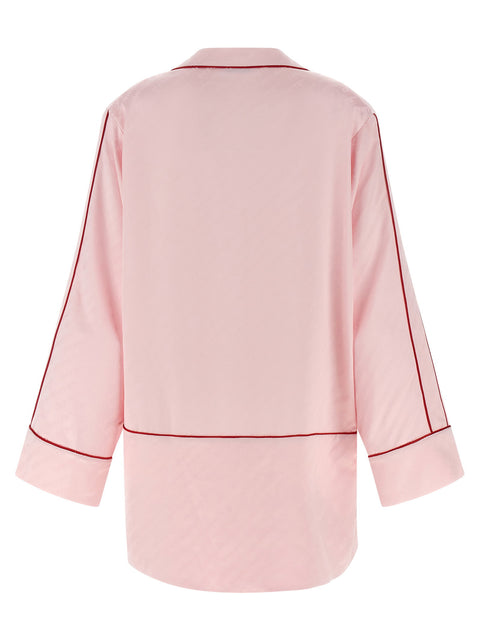 Off White Jacquard Satin New Roxy Pajama Shirt