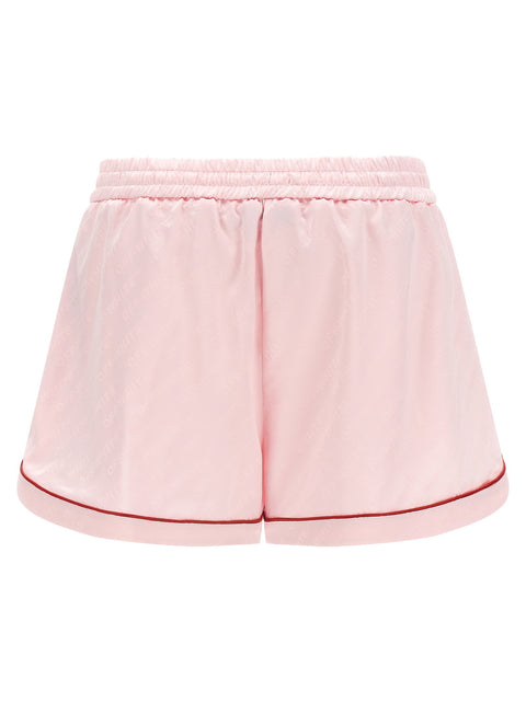 Off White Jacquard Satin Pajama Shorts