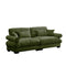 Olive Green Velvet Loveseat Sofa with Cloud Cushions & Bolster Armrests