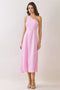 One Shoulder Button Detail Midi Dress