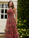 One Shoulder Maxi Dress in Red Rose Floral