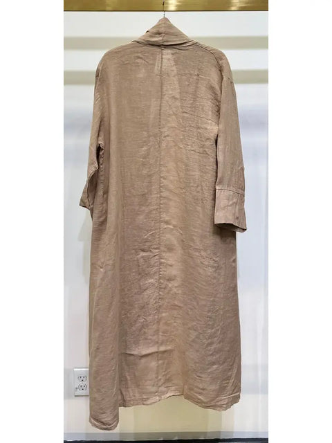 Open Long Lapel Duster w/ Button Detail At Side Camel-Duster-MILIO MILANO-S-Camel-Urbanheer