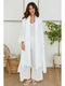 Open Long Lapel Duster w/ Button Detail At Side White-Duster-MILIO MILANO-S-White-Urbanheer