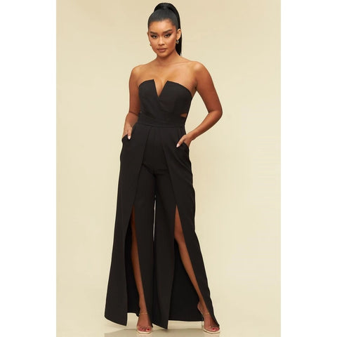 Open Slit Bustier Jumpsuit BLACK-Jumpsuit-Luxxel-S-BLACK-Urbanheer