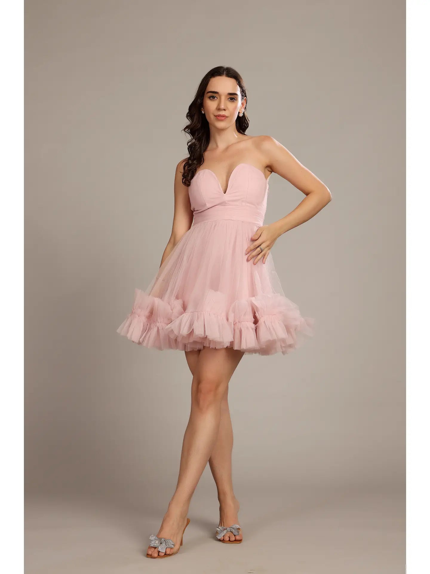 Orion Mini Dress in Powder Pink from Lace & Beads exclusive at – Urbanheer