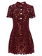 Self-Portrait Burgundy Lace Mini Dress