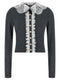 Self-Portrait Grey Lace Collar Knit Cardigan