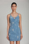 Pearl Fleur Embellished Stretch Denim Mini Dress