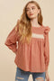 Pintuck Smock Long Sleeve Blouse RUST-Blouse-In Loom-S-RUST-Urbanheer