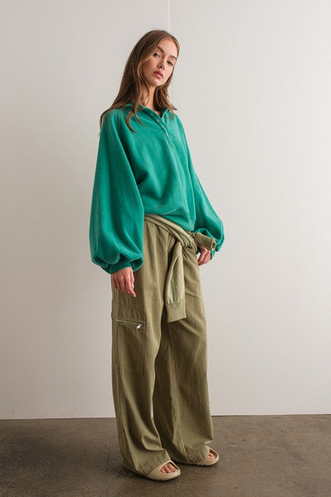 Piper Snap Button Collared Sweater Green-Sweater-Papermoon-S-Urbanheer