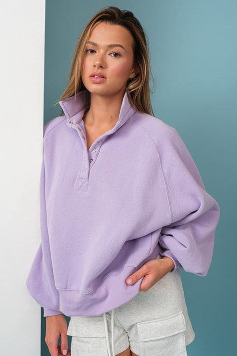 Piper Snap Button Collared Sweater Lavender-Sweater-Papermoon-S-Urbanheer