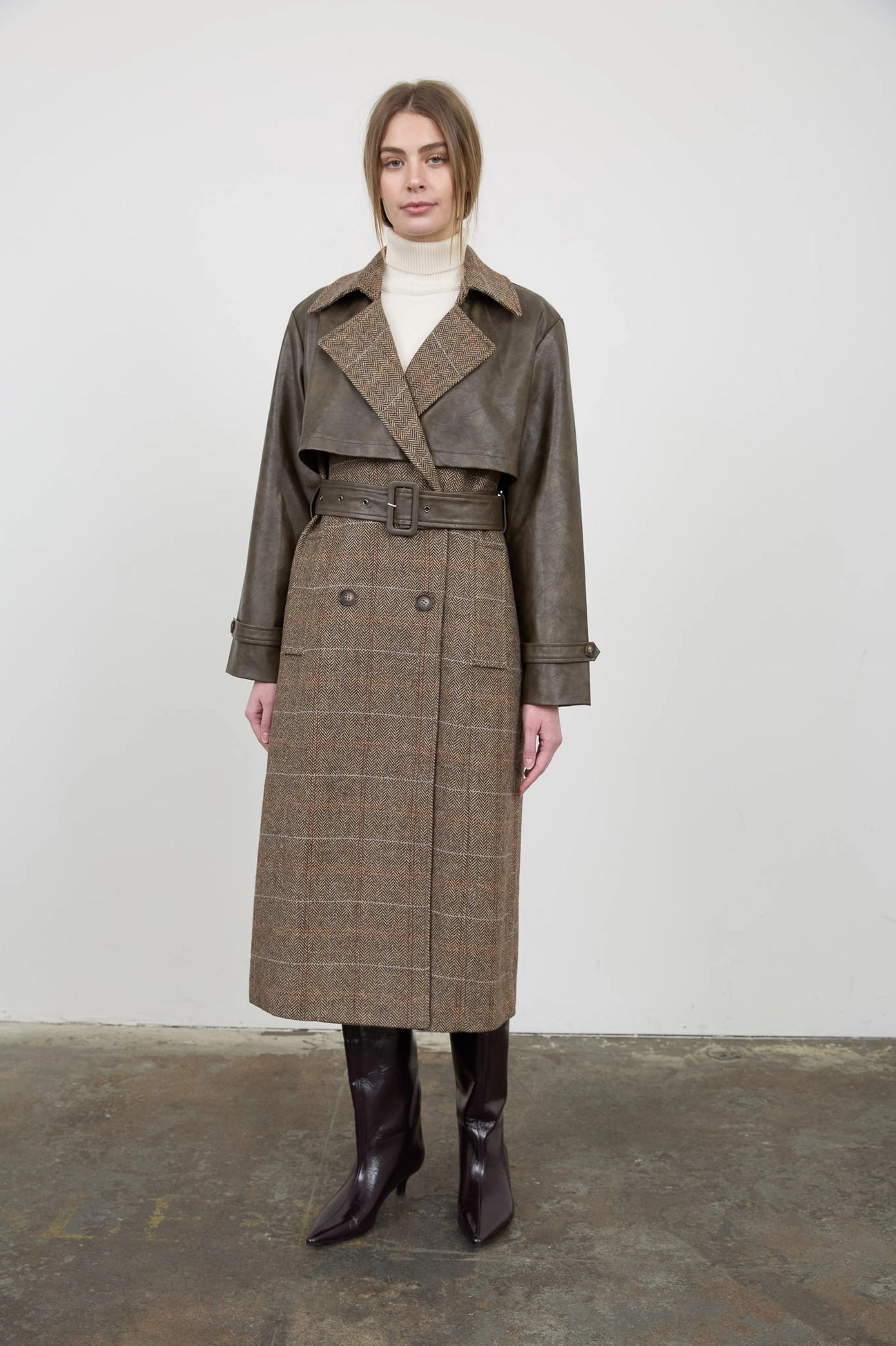 Plaid Oversized Maxi Trench Belted Jacket from Moon River