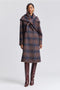 Plaid Wool Blend Scarf Trim Coat