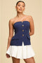 Pleated Button Contrast Romper
