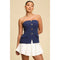 Pleated Button Contrast Romper