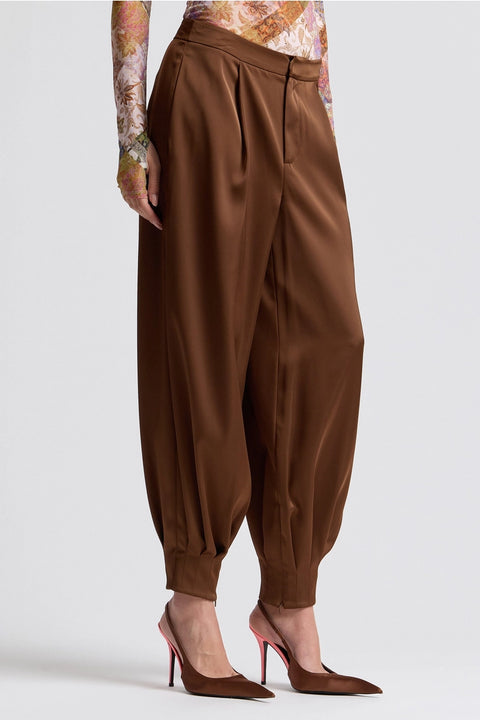 Pleated Satin Balloon Pants