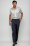 Pleated Wool Trouser Pants - Navy Plaid