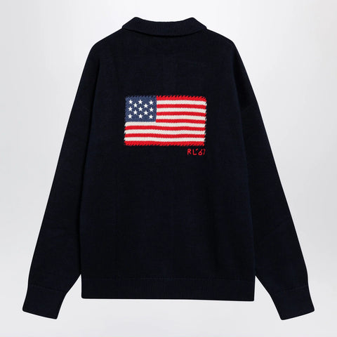 Polo Ralph Lauren Navy blue polo sweater with flag motif