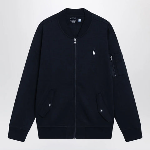 Polo Ralph Lauren Navy blue zip-up cotton-blend sweatshirt