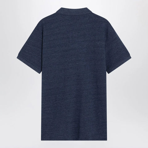 Polo Ralph Lauren Navy mélange cotton Custom Slim-Fit polo shirt