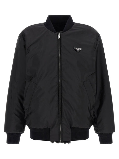 Prada Eco-fur And Re-nylon Reversible Bomber Jacket