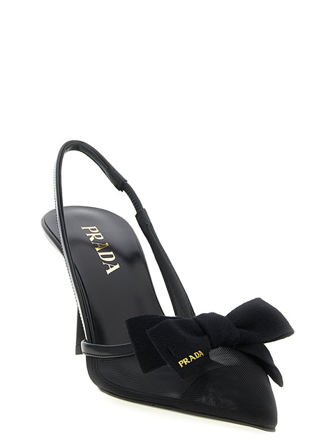 Prada Mesh Slingback With Bow