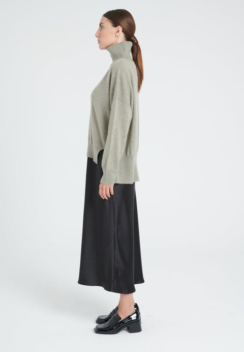 Pull col montant cachemire kaki taupe chiné femme - ZAYA 13-col montant femme-Studio Cashmere8-S-M-SC8-00509-kaki taupe chiné-Urbanheer