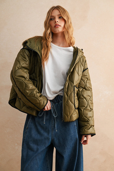 Quilted Jacket with Hood