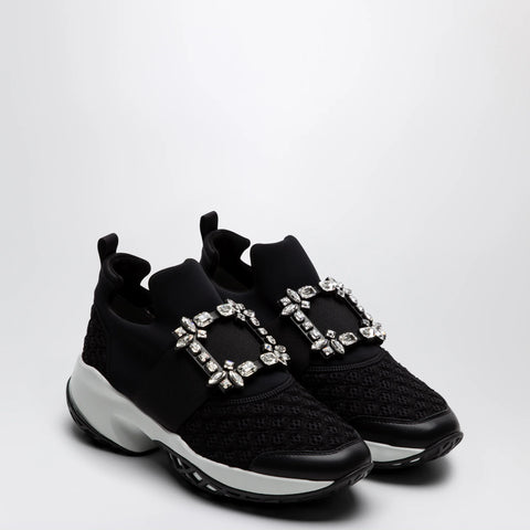 ROGER VIVIER Black Viv Run strass buckle sneakers