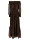 Self-Portrait Brown Georgette Off Shoulder Maxi Dress