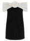 Self-Portrait Black Crêpe Flower Mini Dress