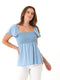 Ramira Stretch Chambray Top