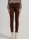 Raw Hem Skinny Jeans in Brown