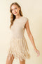 Resort Beach Fringe Knit Sleeveless Mini Dress-Dress-Fore Collection-S-NATURAL-Urbanheer