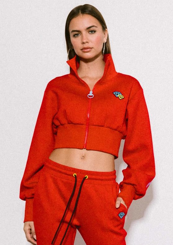 Rose Cropped Track Jacket Red from Vibrant exclusive at