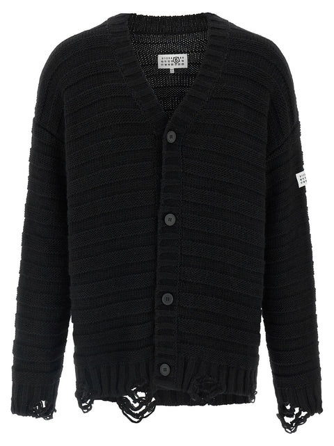 Mm6 Maison Margiela Distressed Wool Cardigan