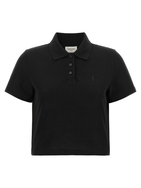 Saint Laurent Cassandre Crop Polo Shirt