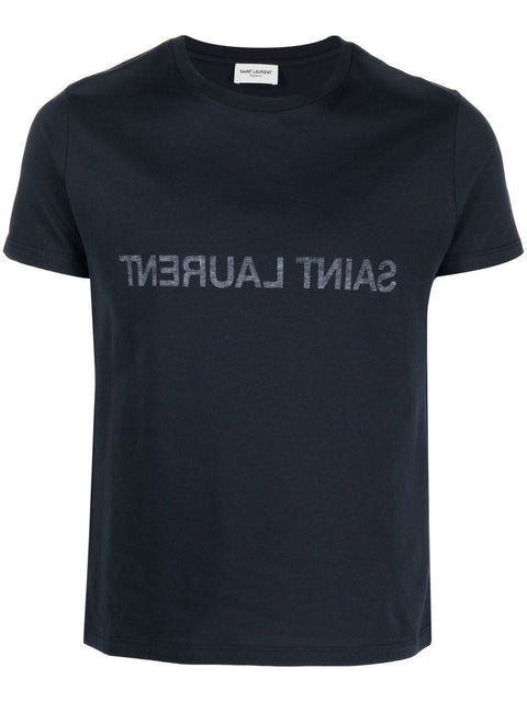 Saint Laurent T-Shirts And Polos Blue-men > clothing > topwear-Saint Laurent-L-Urbanheer