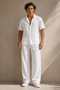 Santorini White Linen Set - Shirt & Pant