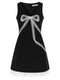 Self-Portrait Black Crêpe Bow Lace Mini Dress
