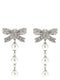 Self-Portrait Crystal Bow Pearl Droplet Earrings