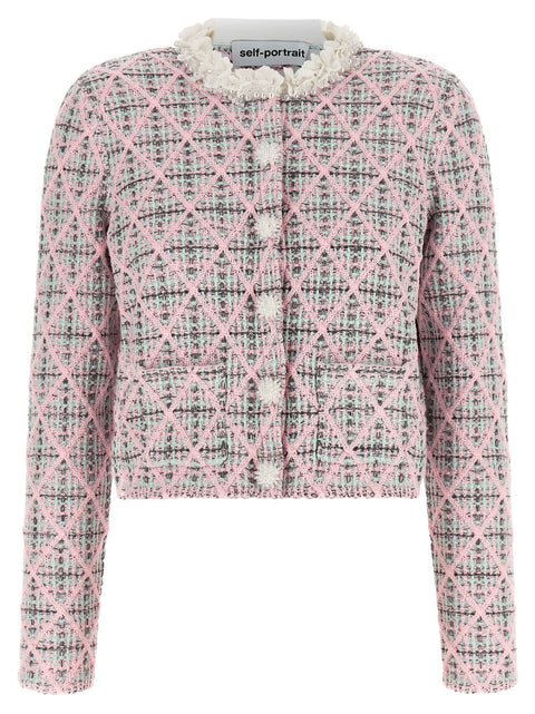 Self-Portrait Floral Collar Cardigan