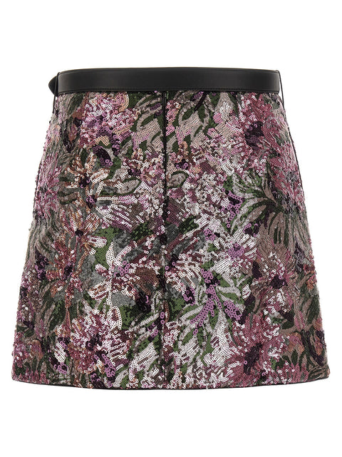Self-Portrait Floral Sequin Mini Skirt