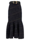Self-Portrait Indigo Denim Belted Midi Skirt