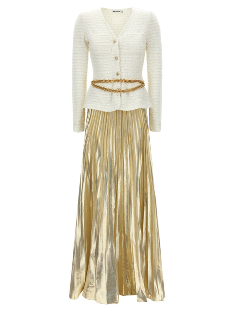 Self-Portrait Long Pleated Skirt Dress