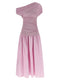 Self-Portrait Pink Cotton Draped Knit Midi Dress