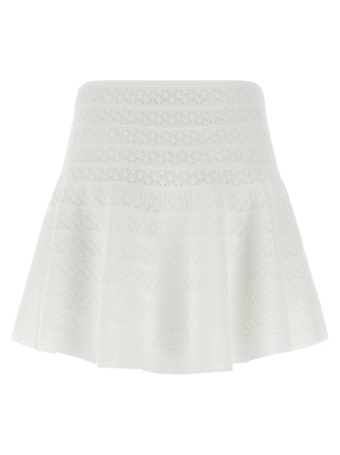 Self-Portrait Pointelle Knit Mini Skirt