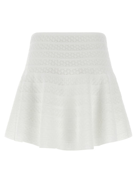 Self-Portrait Pointelle Knit Mini Skirt